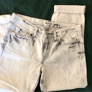 Madewell Light Wash White Denim Acid Wash Crop Jeans Size 28